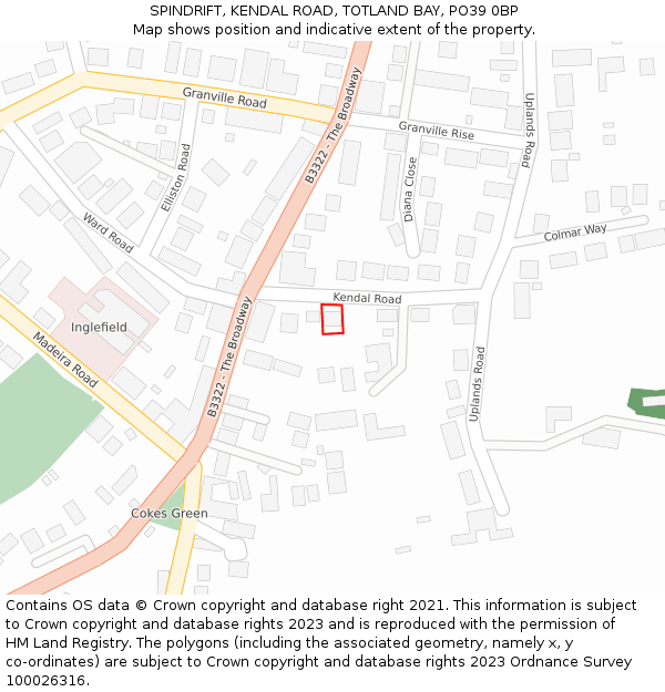 SPINDRIFT, KENDAL ROAD, TOTLAND BAY, PO39 0BP: Location map and indicative extent of plot