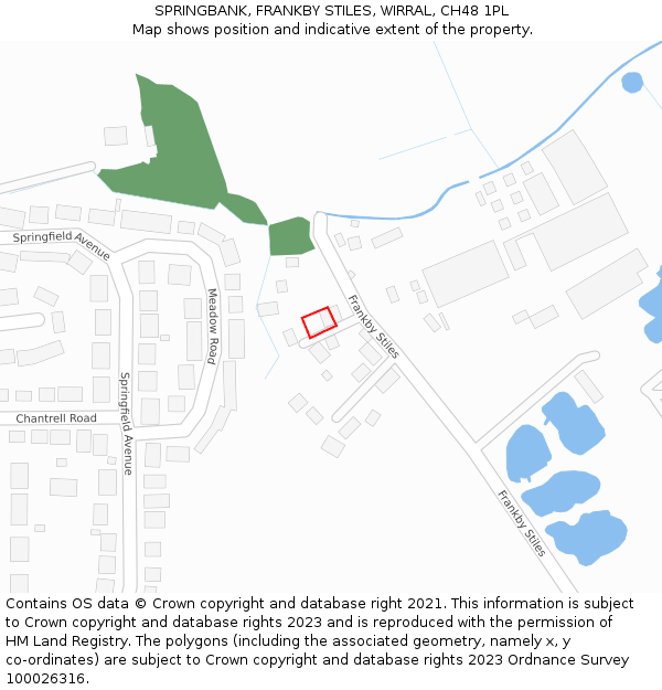 SPRINGBANK, FRANKBY STILES, WIRRAL, CH48 1PL: Location map and indicative extent of plot