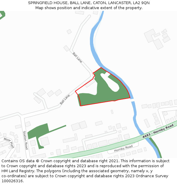SPRINGFIELD HOUSE, BALL LANE, CATON, LANCASTER, LA2 9QN: Location map and indicative extent of plot