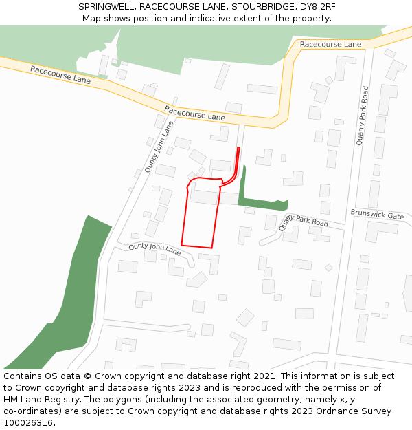 SPRINGWELL, RACECOURSE LANE, STOURBRIDGE, DY8 2RF: Location map and indicative extent of plot