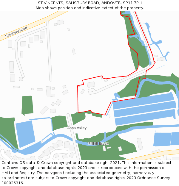 ST VINCENTS, SALISBURY ROAD, ANDOVER, SP11 7PH: Location map and indicative extent of plot