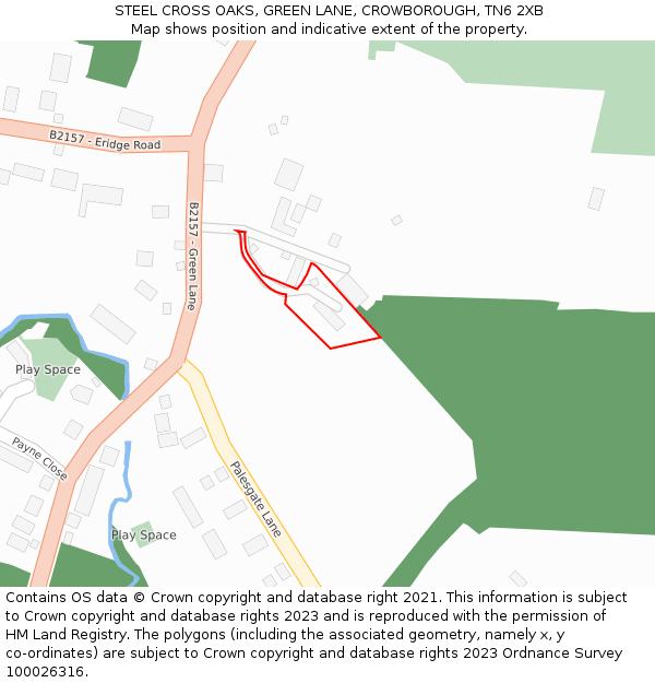 STEEL CROSS OAKS, GREEN LANE, CROWBOROUGH, TN6 2XB: Location map and indicative extent of plot