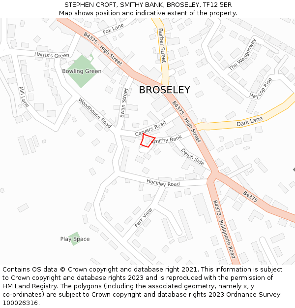 STEPHEN CROFT, SMITHY BANK, BROSELEY, TF12 5ER: Location map and indicative extent of plot