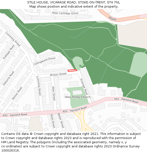 STILE HOUSE, VICARAGE ROAD, STOKE-ON-TRENT, ST4 7NL: Location map and indicative extent of plot