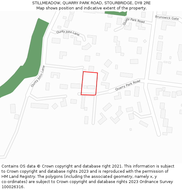 STILLMEADOW, QUARRY PARK ROAD, STOURBRIDGE, DY8 2RE: Location map and indicative extent of plot