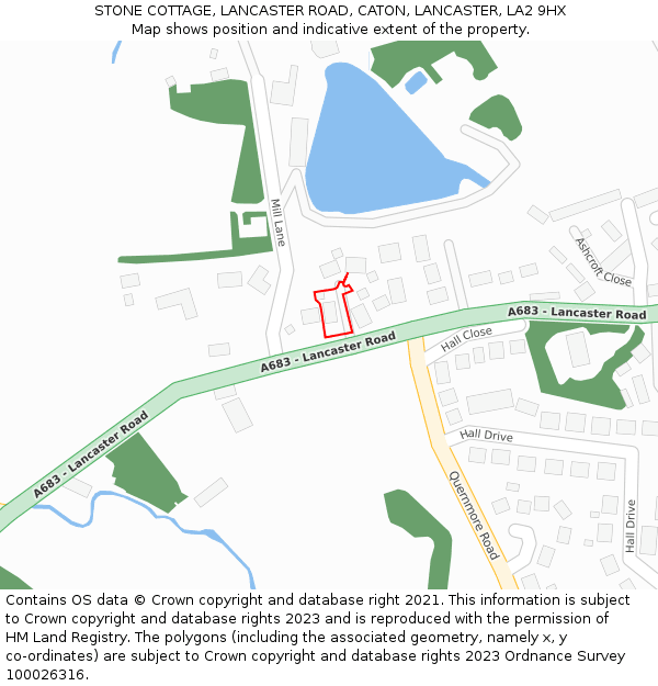 STONE COTTAGE, LANCASTER ROAD, CATON, LANCASTER, LA2 9HX: Location map and indicative extent of plot