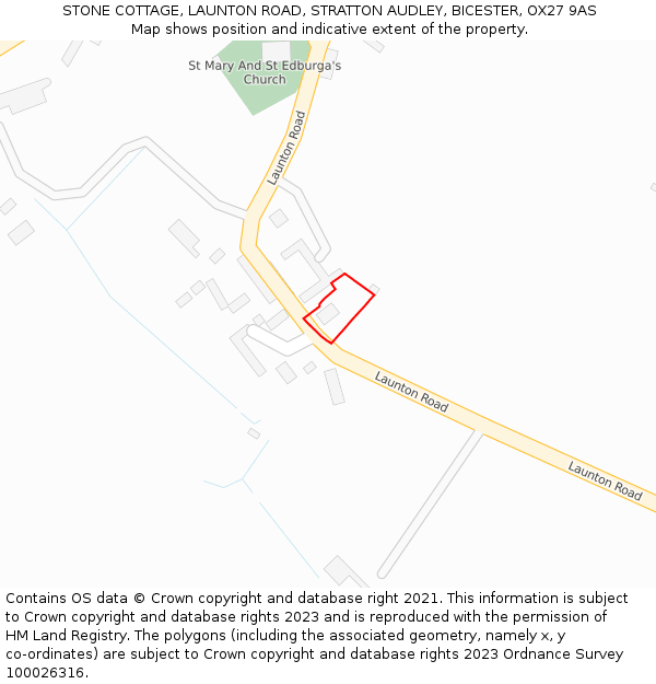 STONE COTTAGE, LAUNTON ROAD, STRATTON AUDLEY, BICESTER, OX27 9AS: Location map and indicative extent of plot