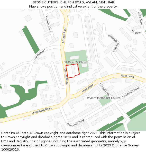 STONE CUTTERS, CHURCH ROAD, WYLAM, NE41 8AP: Location map and indicative extent of plot