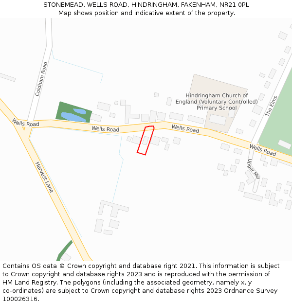 STONEMEAD, WELLS ROAD, HINDRINGHAM, FAKENHAM, NR21 0PL: Location map and indicative extent of plot