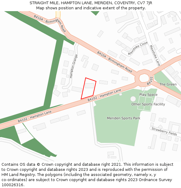 STRAIGHT MILE, HAMPTON LANE, MERIDEN, COVENTRY, CV7 7JR: Location map and indicative extent of plot