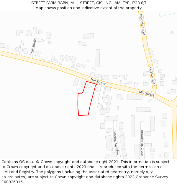STREET FARM BARN, MILL STREET, GISLINGHAM, EYE, IP23 8JT: Location map and indicative extent of plot