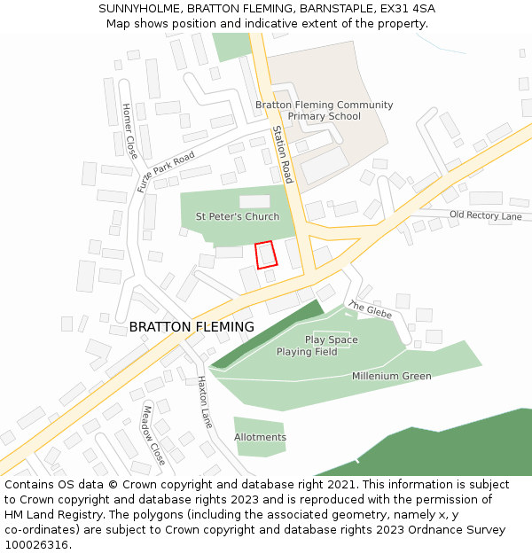 SUNNYHOLME, BRATTON FLEMING, BARNSTAPLE, EX31 4SA: Location map and indicative extent of plot