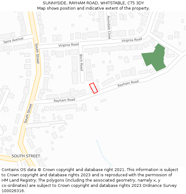 SUNNYSIDE, RAYHAM ROAD, WHITSTABLE, CT5 3DY: Location map and indicative extent of plot