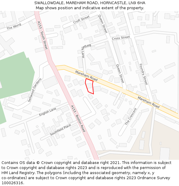 SWALLOWDALE, MAREHAM ROAD, HORNCASTLE, LN9 6HA: Location map and indicative extent of plot