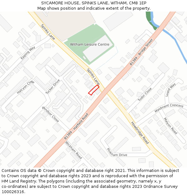 SYCAMORE HOUSE, SPINKS LANE, WITHAM, CM8 1EP: Location map and indicative extent of plot