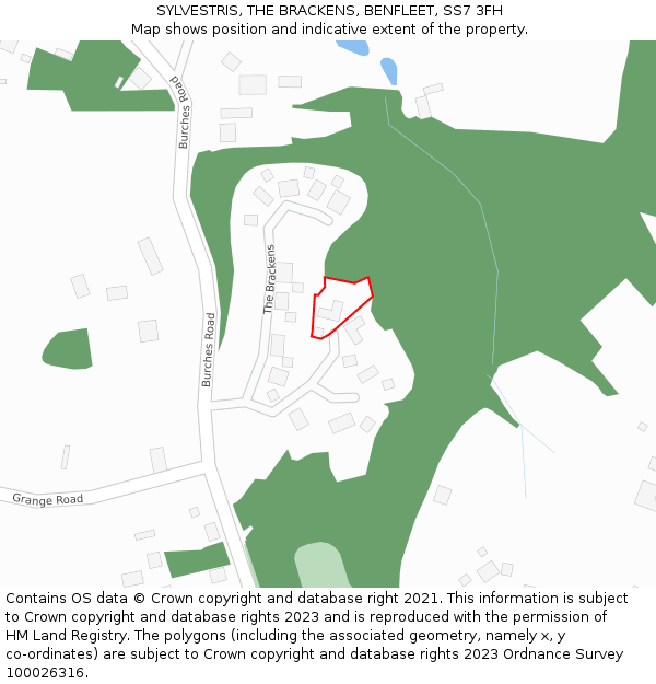 SYLVESTRIS, THE BRACKENS, BENFLEET, SS7 3FH: Location map and indicative extent of plot