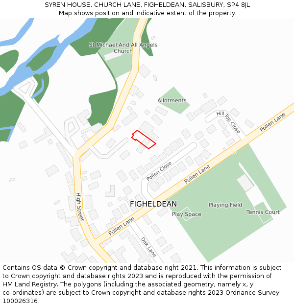 SYREN HOUSE, CHURCH LANE, FIGHELDEAN, SALISBURY, SP4 8JL: Location map and indicative extent of plot