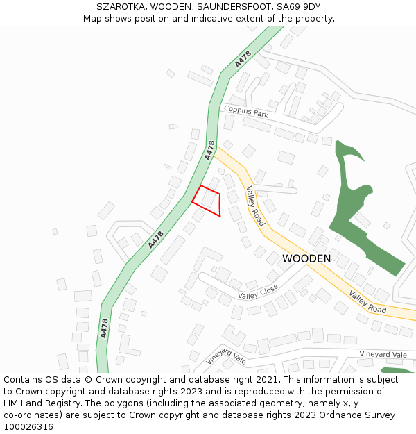 SZAROTKA, WOODEN, SAUNDERSFOOT, SA69 9DY: Location map and indicative extent of plot