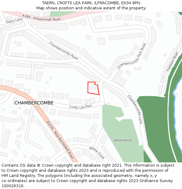 TAERN, CROFTS LEA PARK, ILFRACOMBE, EX34 9PN: Location map and indicative extent of plot