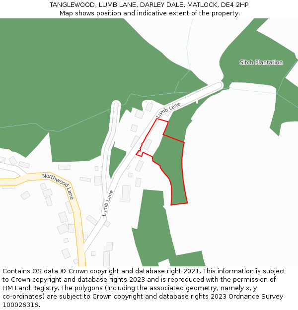 TANGLEWOOD, LUMB LANE, DARLEY DALE, MATLOCK, DE4 2HP: Location map and indicative extent of plot