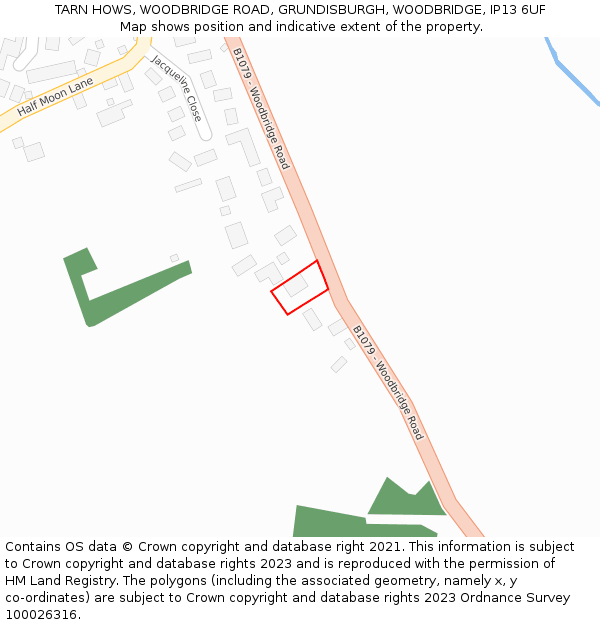 TARN HOWS, WOODBRIDGE ROAD, GRUNDISBURGH, WOODBRIDGE, IP13 6UF: Location map and indicative extent of plot