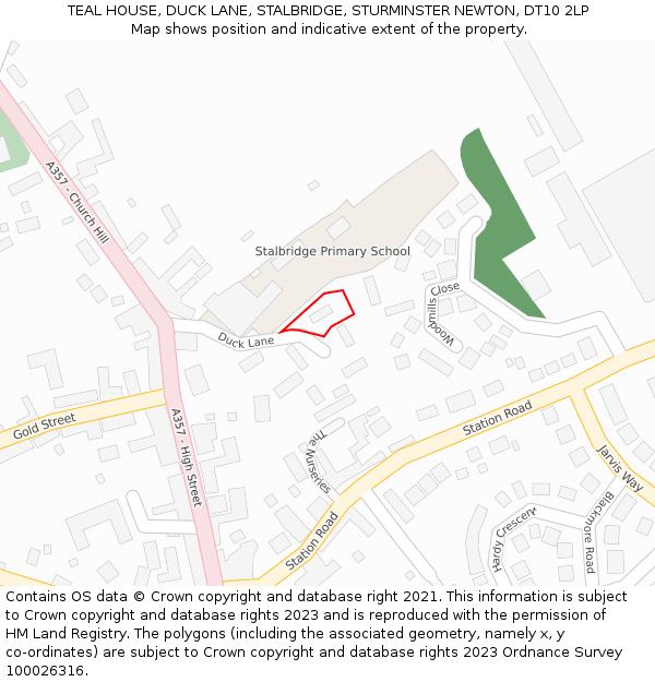 TEAL HOUSE, DUCK LANE, STALBRIDGE, STURMINSTER NEWTON, DT10 2LP: Location map and indicative extent of plot