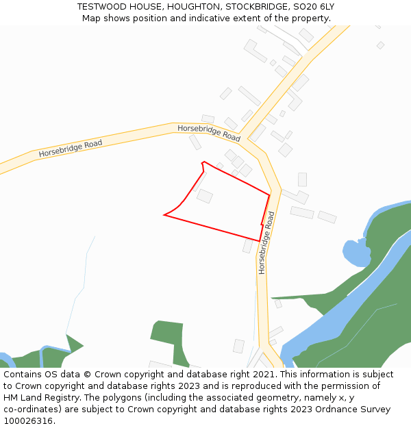 TESTWOOD HOUSE, HOUGHTON, STOCKBRIDGE, SO20 6LY: Location map and indicative extent of plot