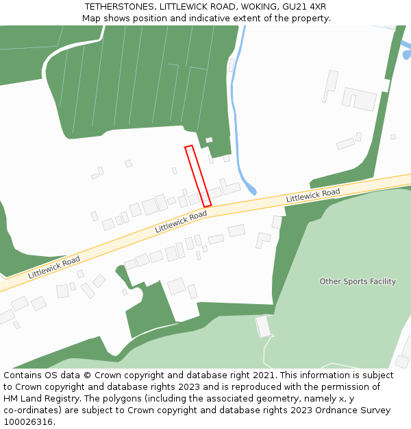 TETHERSTONES, LITTLEWICK ROAD, WOKING, GU21 4XR: Location map and indicative extent of plot