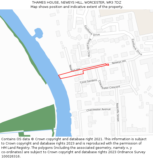 THAMES HOUSE, NEWEYS HILL, WORCESTER, WR3 7DZ: Location map and indicative extent of plot