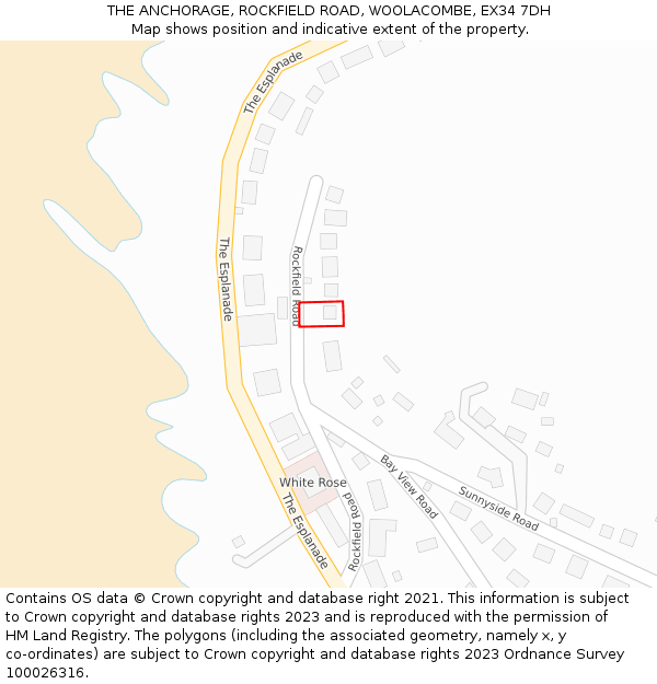 THE ANCHORAGE, ROCKFIELD ROAD, WOOLACOMBE, EX34 7DH: Location map and indicative extent of plot