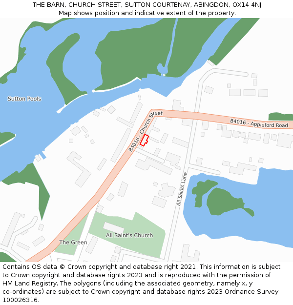 THE BARN, CHURCH STREET, SUTTON COURTENAY, ABINGDON, OX14 4NJ: Location map and indicative extent of plot