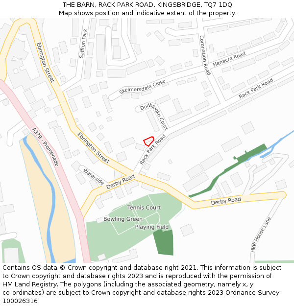 THE BARN, RACK PARK ROAD, KINGSBRIDGE, TQ7 1DQ: Location map and indicative extent of plot