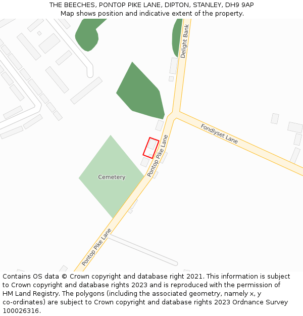 THE BEECHES, PONTOP PIKE LANE, DIPTON, STANLEY, DH9 9AP: Location map and indicative extent of plot