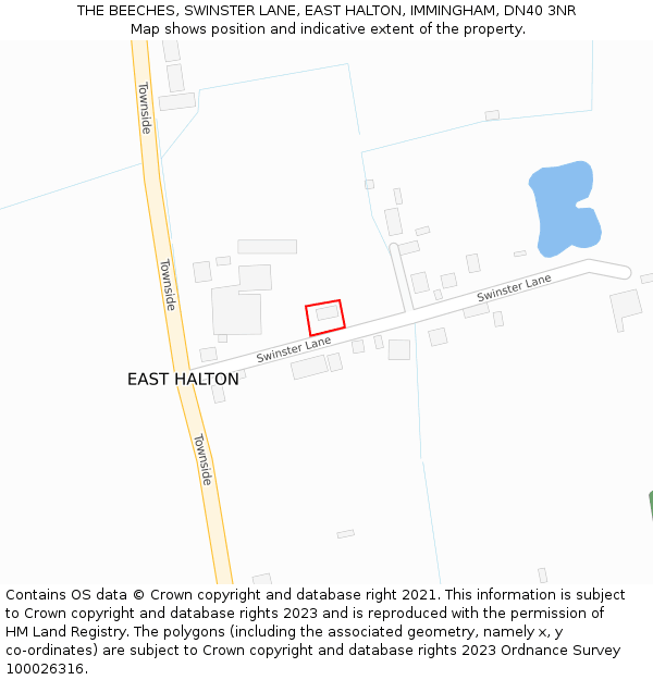 THE BEECHES, SWINSTER LANE, EAST HALTON, IMMINGHAM, DN40 3NR: Location map and indicative extent of plot