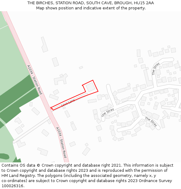THE BIRCHES, STATION ROAD, SOUTH CAVE, BROUGH, HU15 2AA: Location map and indicative extent of plot