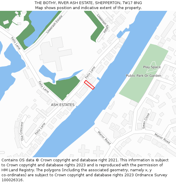 THE BOTHY, RIVER ASH ESTATE, SHEPPERTON, TW17 8NG: Location map and indicative extent of plot