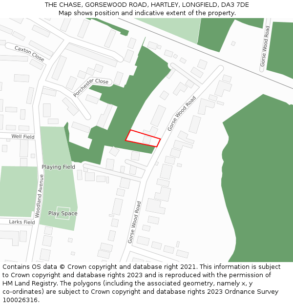 THE CHASE, GORSEWOOD ROAD, HARTLEY, LONGFIELD, DA3 7DE: Location map and indicative extent of plot
