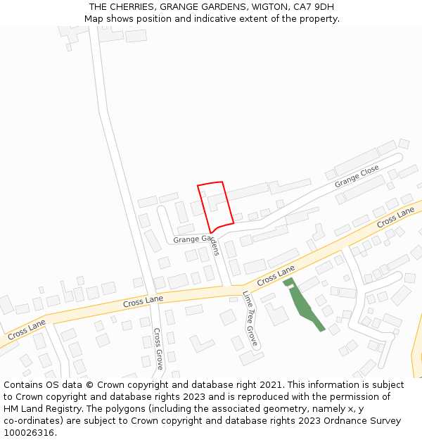 THE CHERRIES, GRANGE GARDENS, WIGTON, CA7 9DH: Location map and indicative extent of plot