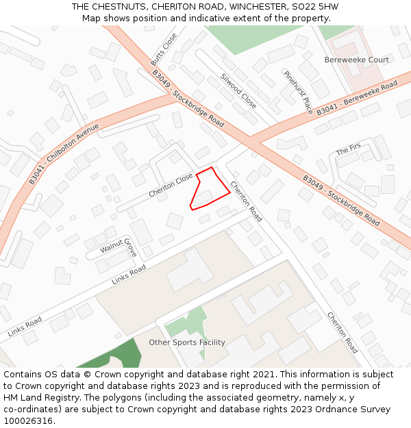 THE CHESTNUTS, CHERITON ROAD, WINCHESTER, SO22 5HW: Location map and indicative extent of plot
