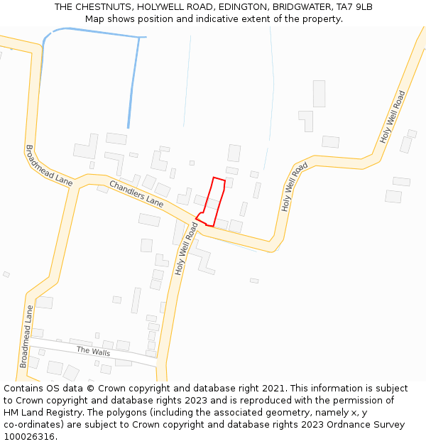 THE CHESTNUTS, HOLYWELL ROAD, EDINGTON, BRIDGWATER, TA7 9LB: Location map and indicative extent of plot