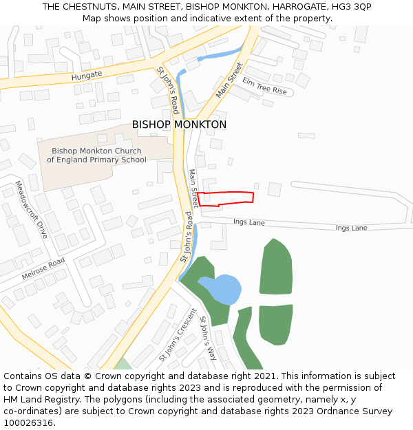 THE CHESTNUTS, MAIN STREET, BISHOP MONKTON, HARROGATE, HG3 3QP: Location map and indicative extent of plot