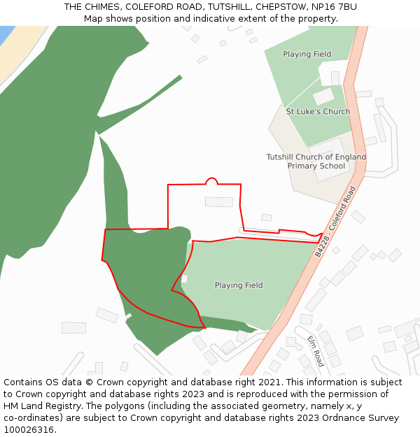 THE CHIMES, COLEFORD ROAD, TUTSHILL, CHEPSTOW, NP16 7BU: Location map and indicative extent of plot