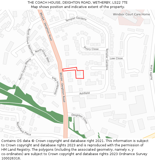 THE COACH HOUSE, DEIGHTON ROAD, WETHERBY, LS22 7TE: Location map and indicative extent of plot