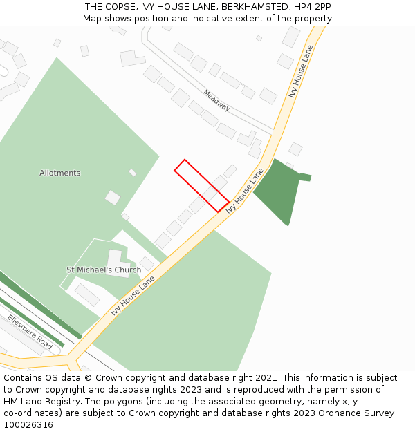 THE COPSE, IVY HOUSE LANE, BERKHAMSTED, HP4 2PP: Location map and indicative extent of plot