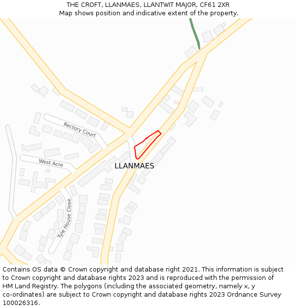 THE CROFT, LLANMAES, LLANTWIT MAJOR, CF61 2XR: Location map and indicative extent of plot