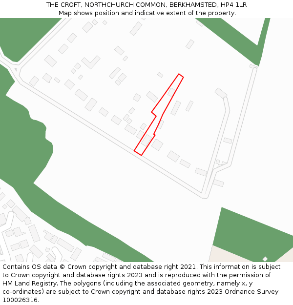 THE CROFT, NORTHCHURCH COMMON, BERKHAMSTED, HP4 1LR: Location map and indicative extent of plot