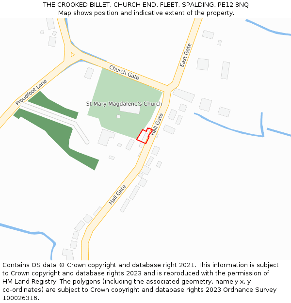THE CROOKED BILLET, CHURCH END, FLEET, SPALDING, PE12 8NQ: Location map and indicative extent of plot