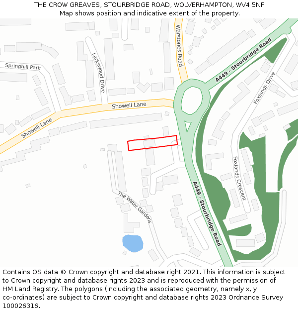 THE CROW GREAVES, STOURBRIDGE ROAD, WOLVERHAMPTON, WV4 5NF: Location map and indicative extent of plot