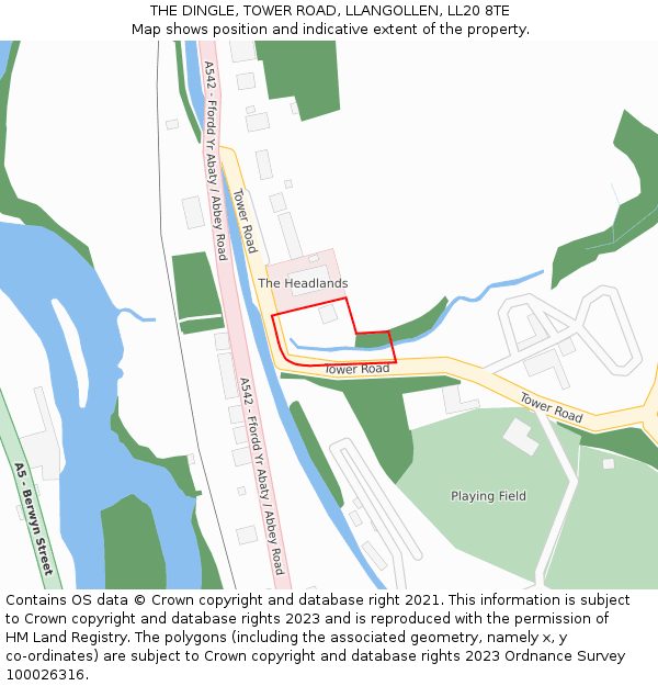 THE DINGLE, TOWER ROAD, LLANGOLLEN, LL20 8TE: Location map and indicative extent of plot