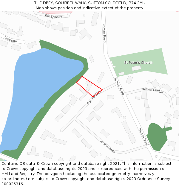 THE DREY, SQUIRREL WALK, SUTTON COLDFIELD, B74 3AU: Location map and indicative extent of plot